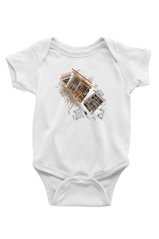 Mimar Baskılı Beyaz Unisex Bebek Body - Zıbın