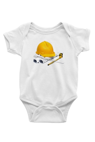 Mimar Baskılı Beyaz Unisex Bebek Body - Zıbın
