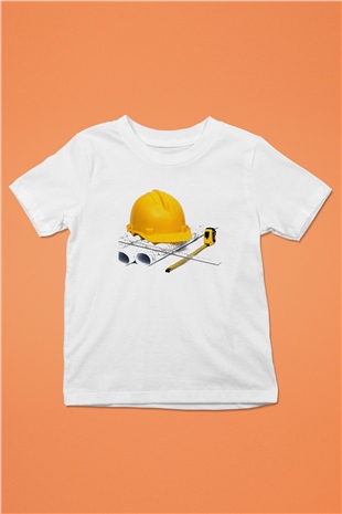 Mimar Baskılı Beyaz Unisex Çocuk Tişört