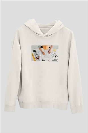 Mimar Beyaz Unisex Hoodie