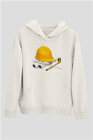 Mimar Beyaz Unisex Hoodie