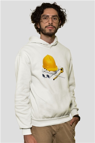 Mimar Beyaz Unisex Hoodie