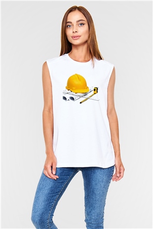 Mimar Beyaz Unisex Kolsuz Tişört