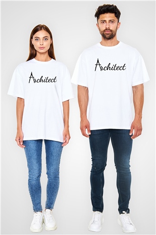 Mimar Beyaz Unisex Oversize Tişört T-Shirt