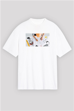 Mimar Beyaz Unisex Oversize Tişört T-Shirt