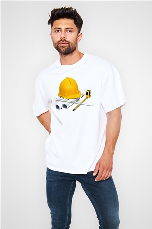 Mimar Beyaz Unisex Oversize Tişört T-Shirt