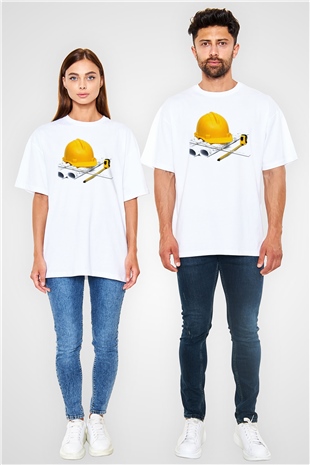 Mimar Beyaz Unisex Oversize Tişört T-Shirt