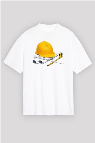 Mimar Beyaz Unisex Oversize Tişört T-Shirt