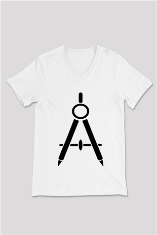 Mimar Beyaz Unisex V Yaka Tişört T-Shirt