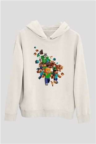 Minecraft Beyaz Unisex Hoodie