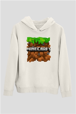 Minecraft Beyaz Unisex Hoodie