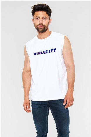 Minecraft Beyaz Unisex  Kolsuz Tişört