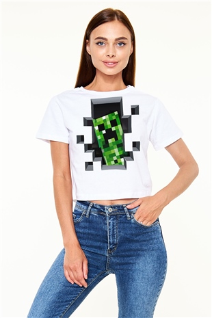 Minecraft Beyaz Unisex Oversize Tişört