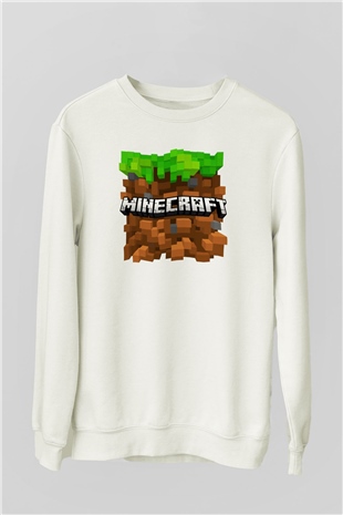 Minecraft Beyaz Unisex Sweatshirt