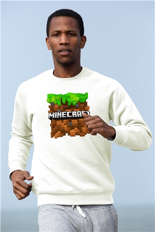 Minecraft Beyaz Unisex Sweatshirt