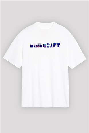 Minecraft Beyaz Oversize Tişört