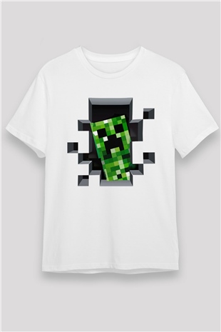 Minecraft Beyaz Unisex Tişört