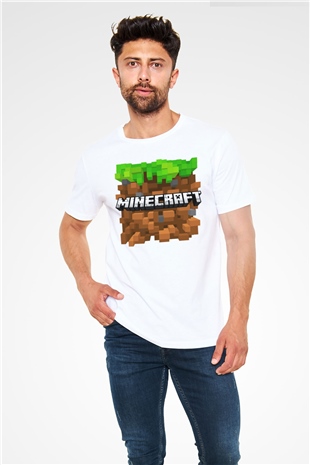 Minecraft Beyaz Unisex Tişört T-Shirt