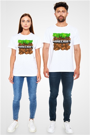 Minecraft Beyaz Unisex Tişört T-Shirt