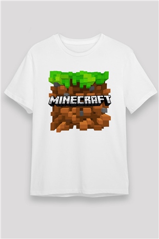 Minecraft Beyaz Unisex Tişört T-Shirt