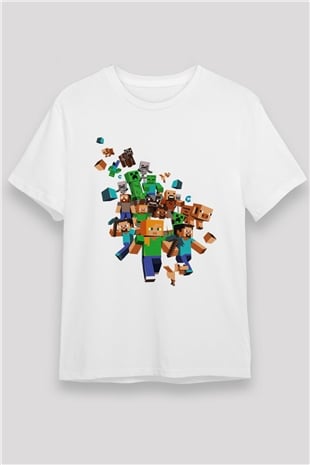 Minecraft Beyaz Unisex Tişört T-Shirt