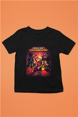 Minecraft Siyah Unisex  Çocuk Tişört