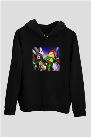 Minecraft Siyah Unisex Hoodie