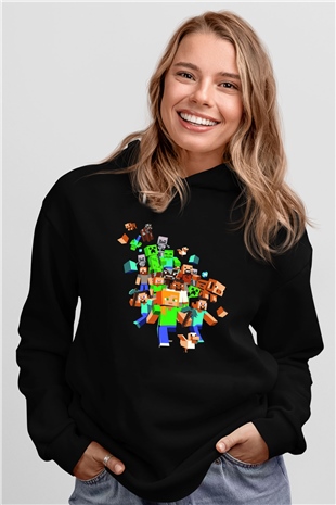 Minecraft Siyah Unisex Hoodie