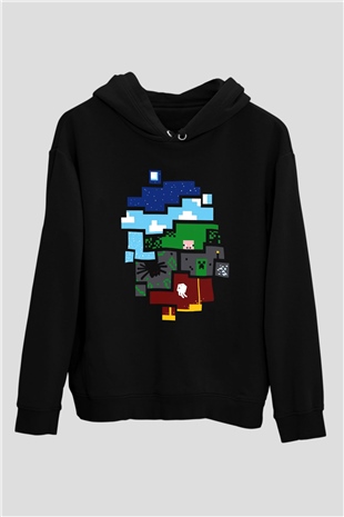 Minecraft Siyah Unisex Hoodie