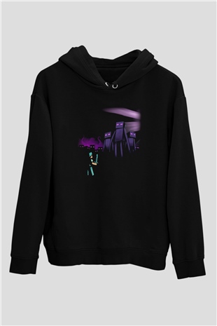 Minecraft Siyah Unisex Hoodie