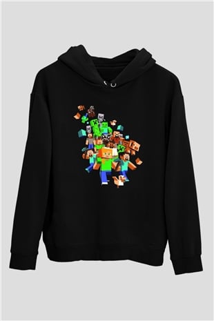 Minecraft Siyah Unisex Hoodie