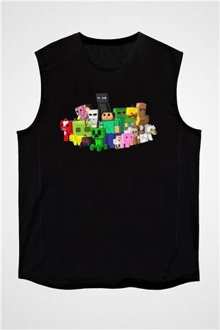 Minecraft Siyah Unisex Kolsuz Tişört