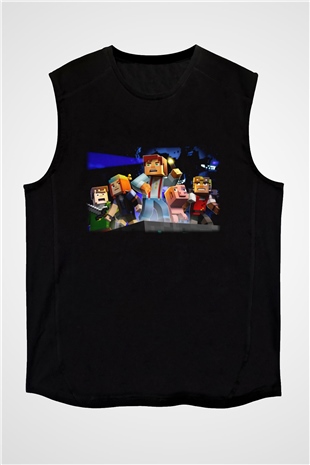 Minecraft Siyah Unisex Kolsuz Tişört