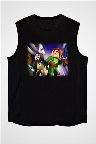 Minecraft Siyah Unisex Kolsuz Tişört