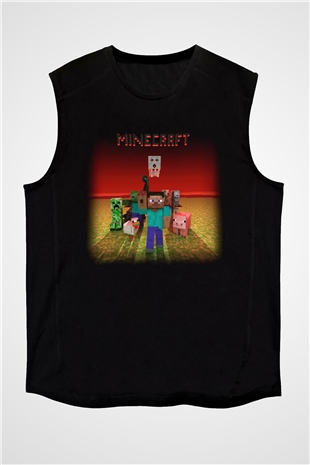 Minecraft Siyah Unisex Kolsuz Tişört