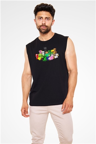 Minecraft Siyah Unisex Kolsuz Tişört