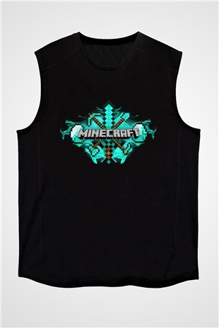 Minecraft Siyah Unisex Kolsuz Tişört
