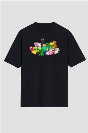 Minecraft Siyah Unisex Oversize Tişört