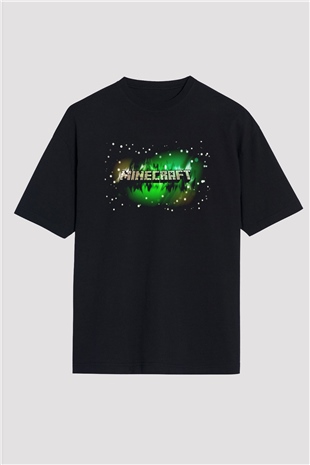 Minecraft Siyah Unisex Oversize Tişört T-Shirt