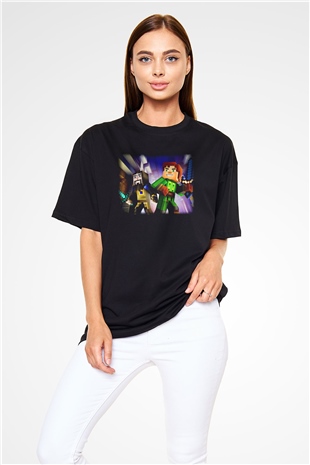Minecraft Siyah Unisex Oversize Tişört T-Shirt