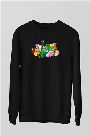 Minecraft Siyah Unisex Sweatshirt