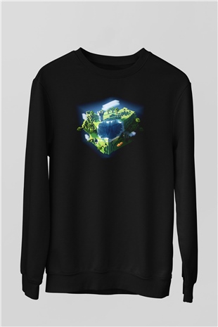 Minecraft Siyah Unisex Sweatshirt