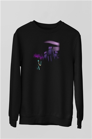Minecraft Siyah Unisex Sweatshirt