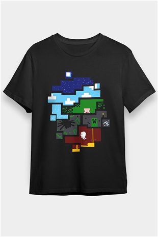 Minecraft Siyah Unisex Tişört T-Shirt