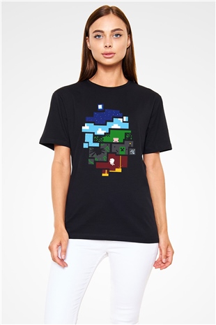 Minecraft Siyah Unisex Tişört T-Shirt