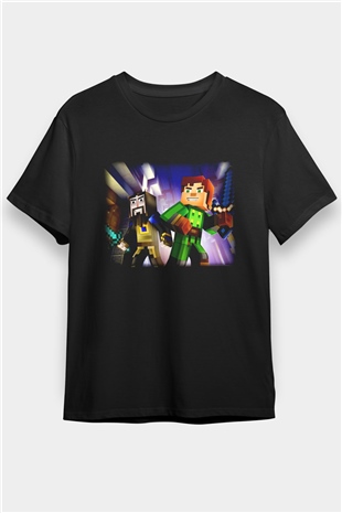 Minecraft Siyah Unisex Tişört T-Shirt