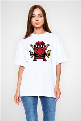 Minionpool Baskılı Beyaz Unisex Oversize Tişört