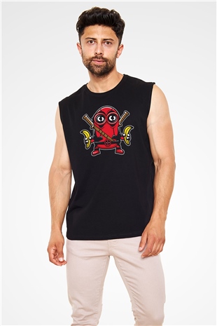 Minionpool Baskılı Siyah Unisex Kolsuz Tişört