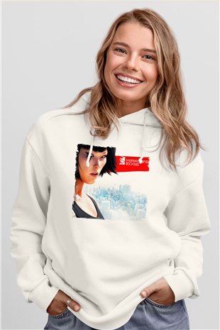 Mirrors Edge Beyaz Unisex Hoodie