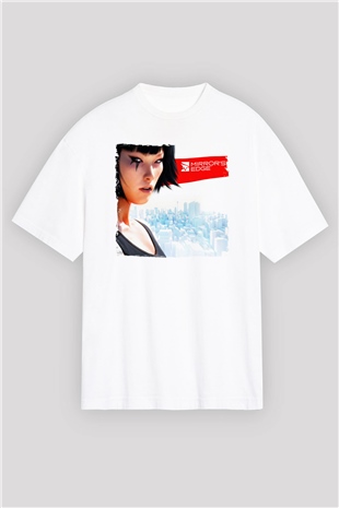Mirrors Edge Beyaz Oversize Tişört Oversize T-shirt